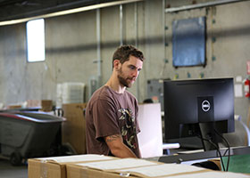 Employee working on computer